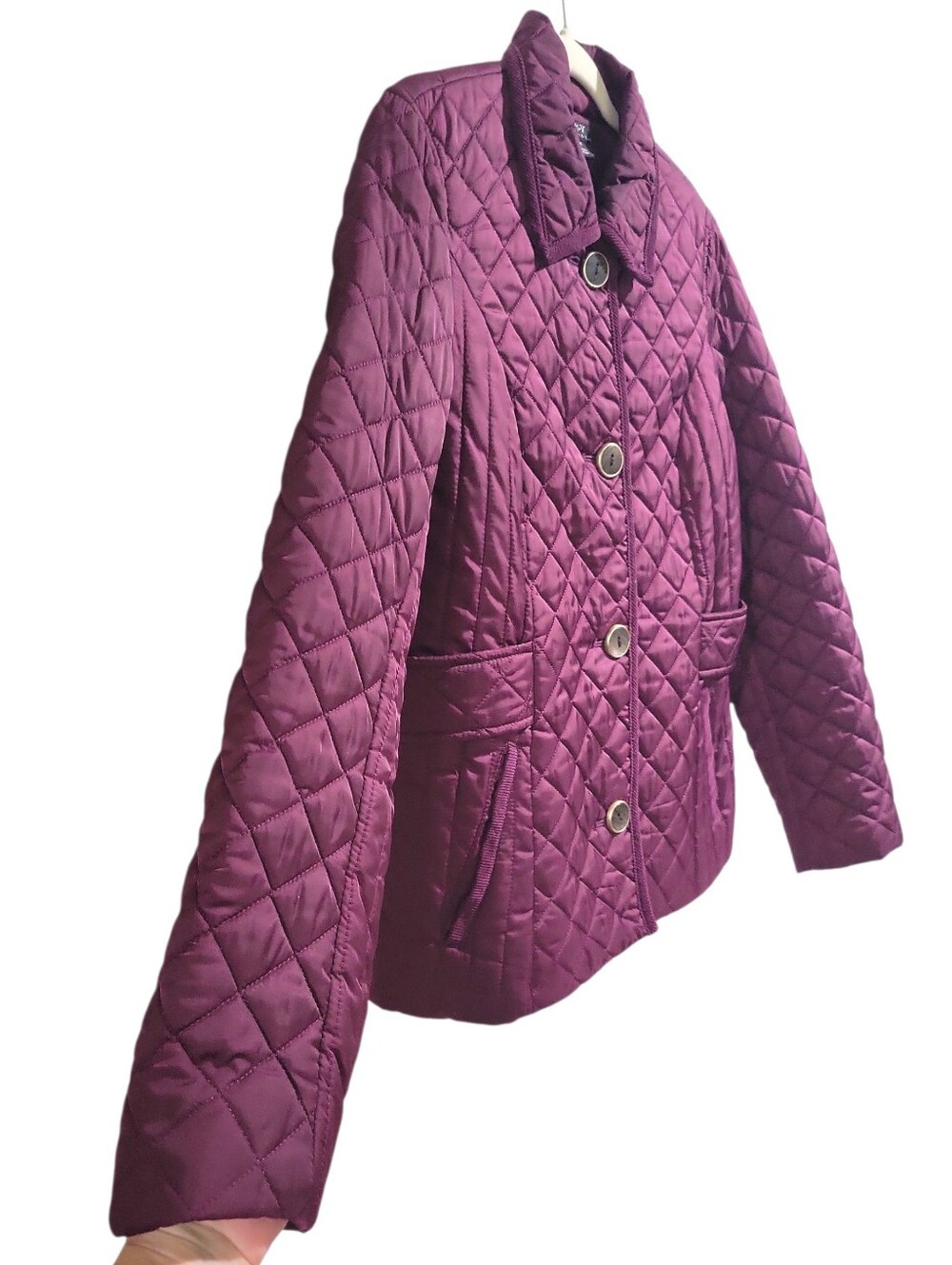 Preston & York Dark Magenta Quilted Long Sleeve Jacket Size M Lightweight Fitted - Picture 5 of 14